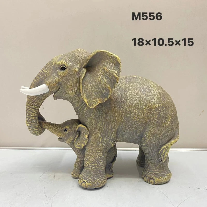 Mãe filho elefante estátua resina artesanato sala de estar decoração mesa animais criativos presentes decoração para casa acessórios