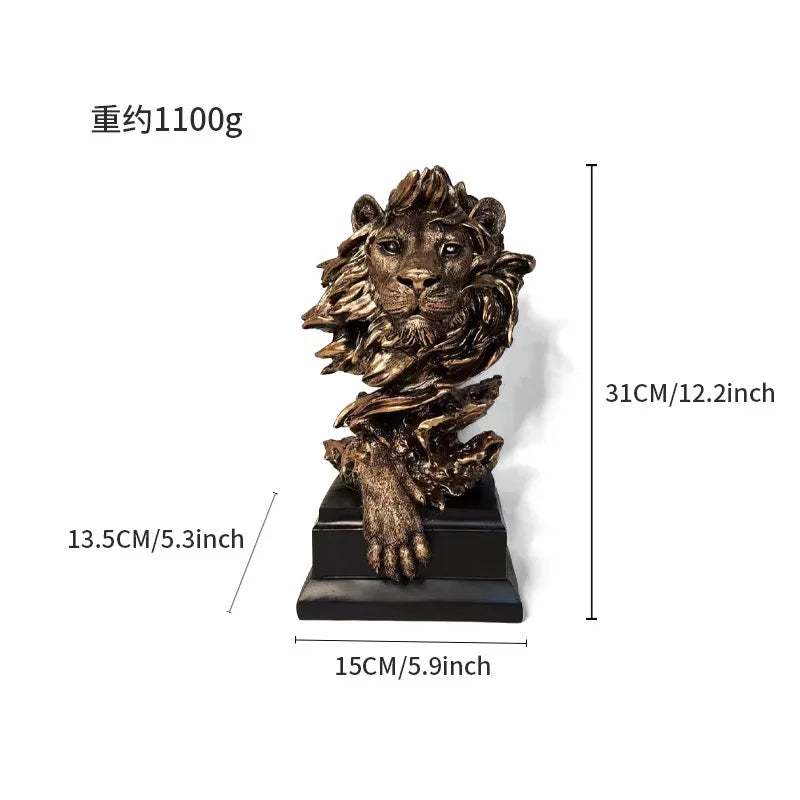 Estética leão figura resina estátua nordic vintage leão estatueta escultura decoração de luxo sala estar acessórios mesa