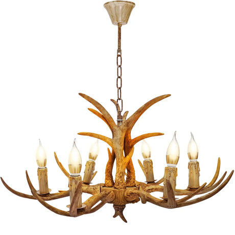 Lustre retrô marrom antler 6 cabeças chifre de veado luminária pendente de teto 220V