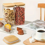 Square Glass Storage Jar with Bamboo Lid