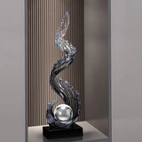 Decoração de casa decorações de subindo de vento e água, escultura de resina azul luxo sala de estar entrada decoração de arte vertical personalizada