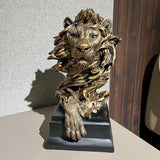 Estética leão figura resina estátua nordic vintage leão estatueta escultura decoração de luxo sala estar acessórios mesa