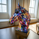 Graffiti colorido ornamentos para sala de estar, estatueta criativa com Fun Pattern Design, estátua animal, escultura moderna