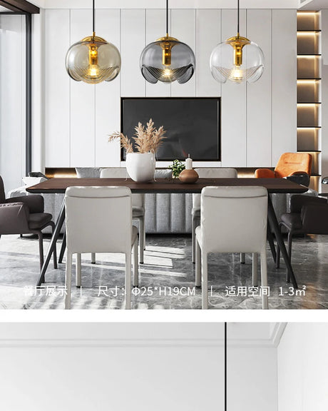 Minimalist Glass Chandelier, Stylish Pendant Lighting Fixture for Modern Home, Office, Cafe, Restaurant Interior Design