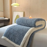 Outono inverno grosso quente velo cobertor dupla camada artificial lambswool lança cobertores para sofá ou cama rainha duplo consolador