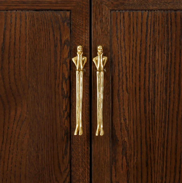 Puxador de bronze nórdico moderno simples guarda-roupa porta gaveta luxo humanóide armário cobre criativo alça longa puxadores gaveta
