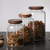 Borosilicate Glass Storage Jars with Wooden Lids