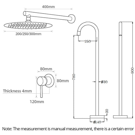 Torneira de chuveiro para banheira de montagem no chão, sistema de chuveiro preto/cromado, 2 funções, desviador, quente e frio, torneira de chuveiro de 8 a 16 pol., misturador de montagem na parede