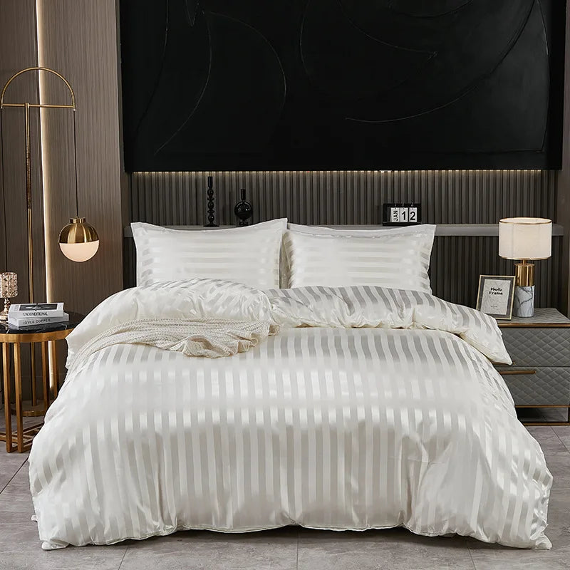 Luxurious Satin Stripe Bedding Set