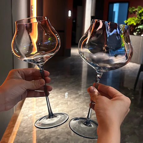 Taças de Vinho Tinto Gradiente de Grande Capacidade, Cálice Borgonha, Cristal High-End, Térmicas, Conjunto de 2 Peças, 750ml