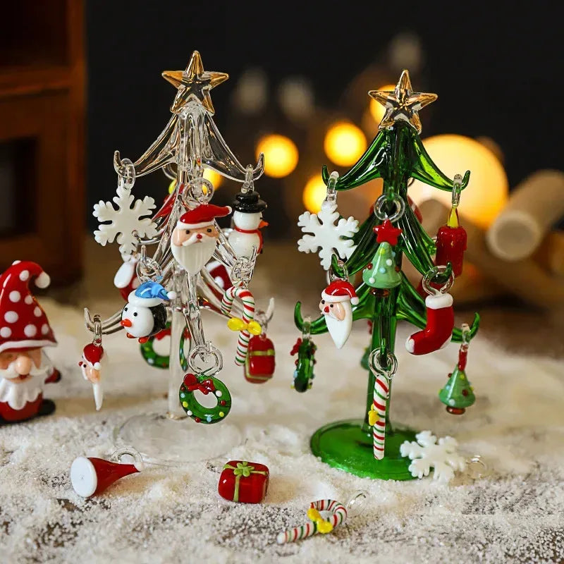 Decorações de Natal para mesa e carro - Enfeites de vidro criativos de desenho animado de Papai Noel (presentes perfeitos e enfeites de carro)