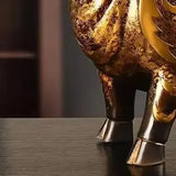 Ornamento animal de vaca de cobre Feng Shui, decoração de mesa de escritório em casa pintada