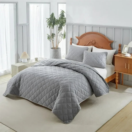 Capa de cama quadrada oblíqua, cor sólida, acolchoada, dupla face, lavável, pode ser usada em todas as estações