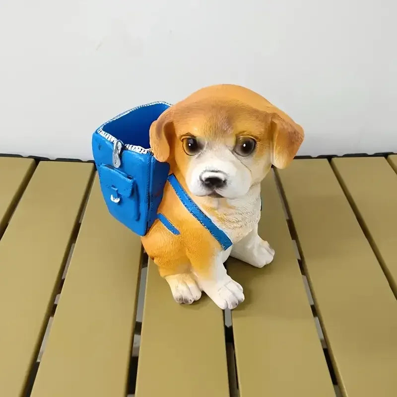 Miniso suporte de caneta de cachorro fofo de desenho animado, decoração de mesa de resina para escritórios, casas, presente de aniversário perfeito para estudantes, jovens e adultos
