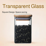 Recipiente de armazenamento de vidro quadrado, jarra transparente hermética com tampa para cozinha, despensa, armazenamento de alimentos secos, açúcar, café, chá, lanches
