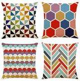 Colourful Geometric Cushion Covers – Set of 4, 45 × 45cm