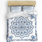 Mandala retro azul boêmio capa de edredão com fronha personalizado consolador 3 pçs conjunto cama colcha capa cama casal têxtil casa