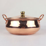 Panela de cobre puro de 18cm/20cm/22cm/24cm, panela binaural artesanal doméstica, compatível com fogões a gás de indução, panelas com tampa