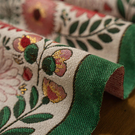 Corredor de mesa vintage estilo americano com tecido jacquard floral e borla para mesa de centro, sala de estar, decoração de casa, cauda de cama