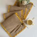 Corredor de mesa de juta para festival de casamento, bolas coloridas, borla, festa de natal, capa de mesa, jantar vintage, decoração de linho