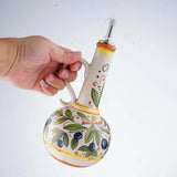 Garrafa de óleo de cerâmica pintada à mão, armazenamento de cozinha, dispensador de óleo de vinagre nórdico, utensílio de cozinha para uso doméstico, jarra de tempero de cozinha