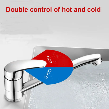 Liga de zinco torneira da pia da cozinha torneira da bacia do banheiro misturador lavagem quente e fria guindaste rotação 360 torneiras pia único punho