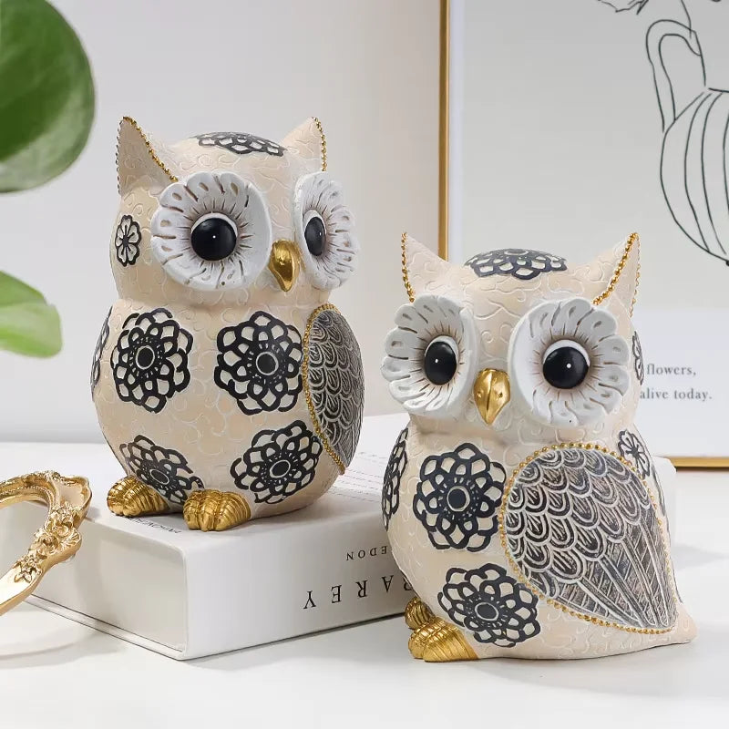 Decoração caprichosa de escultura de coruja – peça única de destaque doméstico e presente perfeito para amantes de animais
