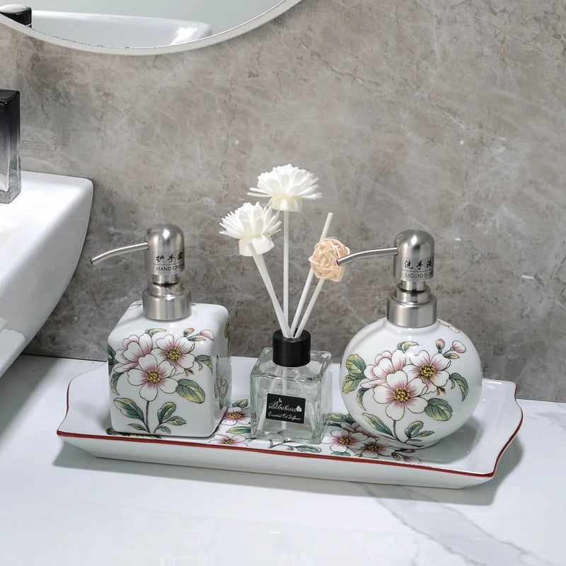 Loção cerâmica de vento fresco estilo americano sub engarrafada hotel salão de beleza garrafa de loção para as mãos garrafa de creme para as mãos garrafa de imprensa