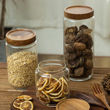 Borosilicate Glass Storage Jars with Wooden Lids