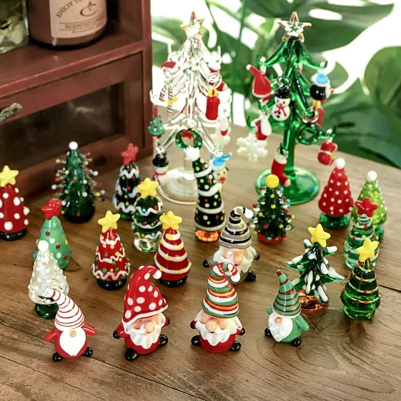 Decorações de Natal para mesa e carro - Enfeites de vidro criativos de desenho animado de Papai Noel (presentes perfeitos e enfeites de carro)