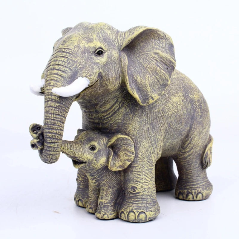 Mãe filho elefante estátua resina artesanato sala de estar decoração mesa animais criativos presentes decoração para casa acessórios