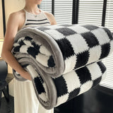 Shu mianrong xadrez grade cobertor lençóis de cama de grandes dimensões quente pele macia amigável colcha fina múltiplas especificações disponíveis