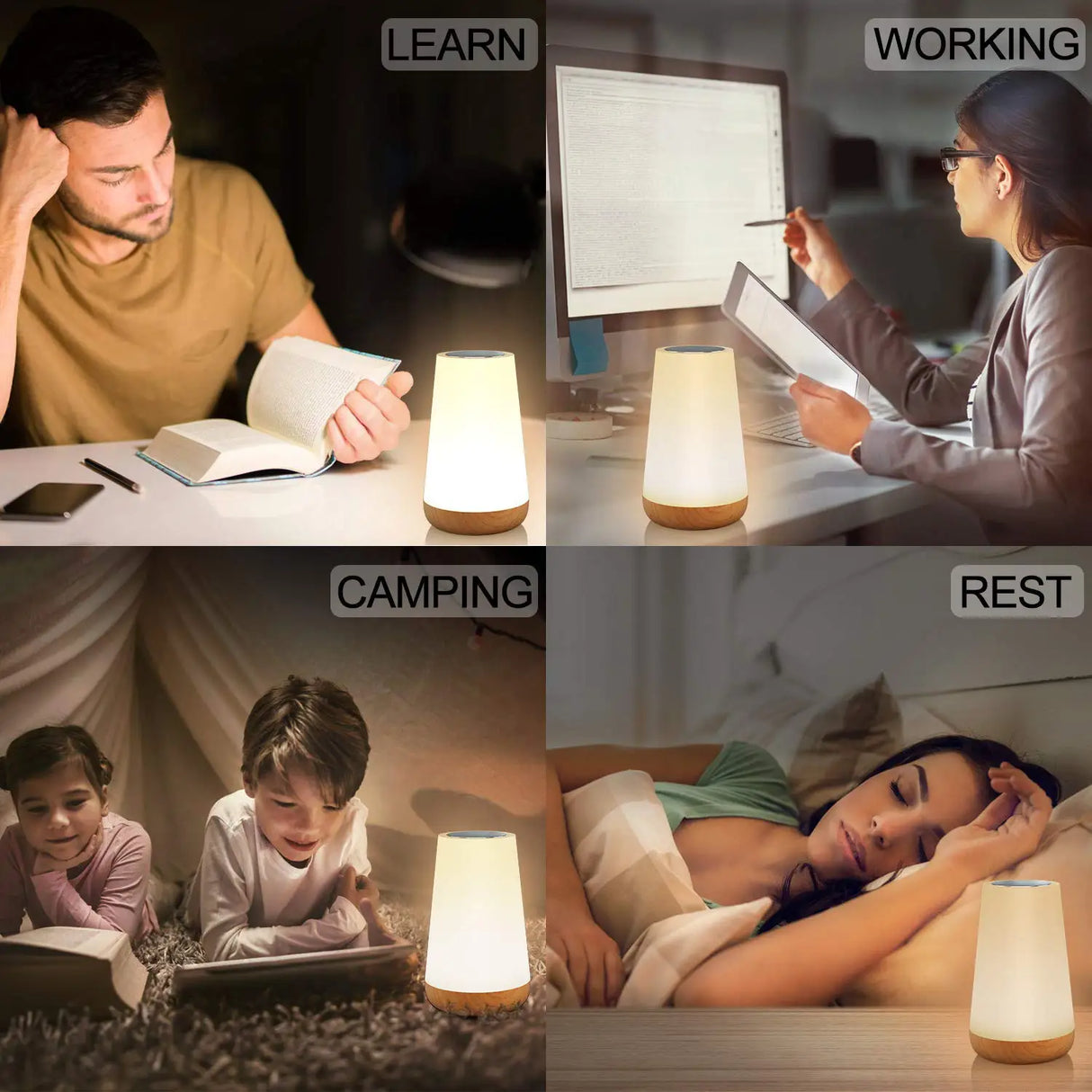 13 mudança de cor luz da noite controle remoto toque usb recarregável rgb noite lâmpada regulável portátil mesa lâmpada cabeceira