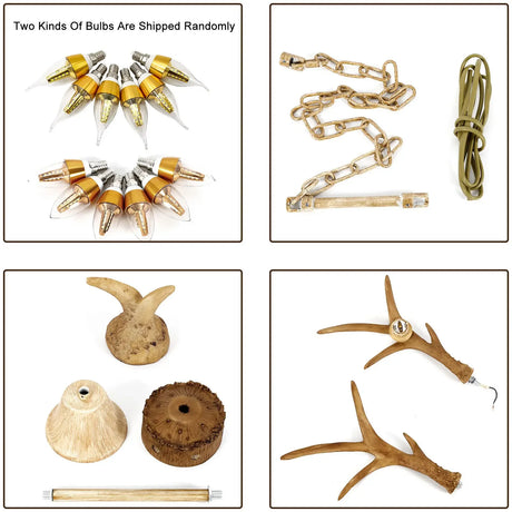 Lustre retrô marrom antler 6 cabeças chifre de veado luminária pendente de teto 220V