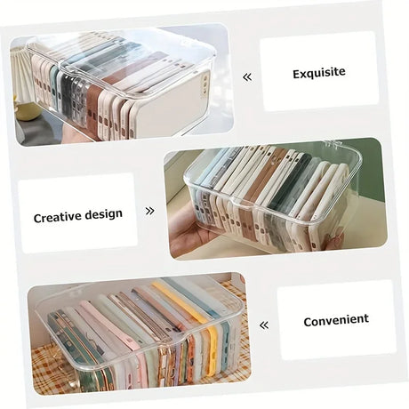 Caixa organizadora de armazenamento transparente acrílica - design de concha para casa, itens essenciais de escritório com organizadores de papelaria multiuso
