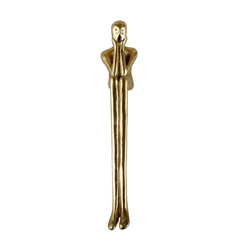 Puxador de bronze nórdico moderno simples guarda-roupa porta gaveta luxo humanóide armário cobre criativo alça longa puxadores gaveta