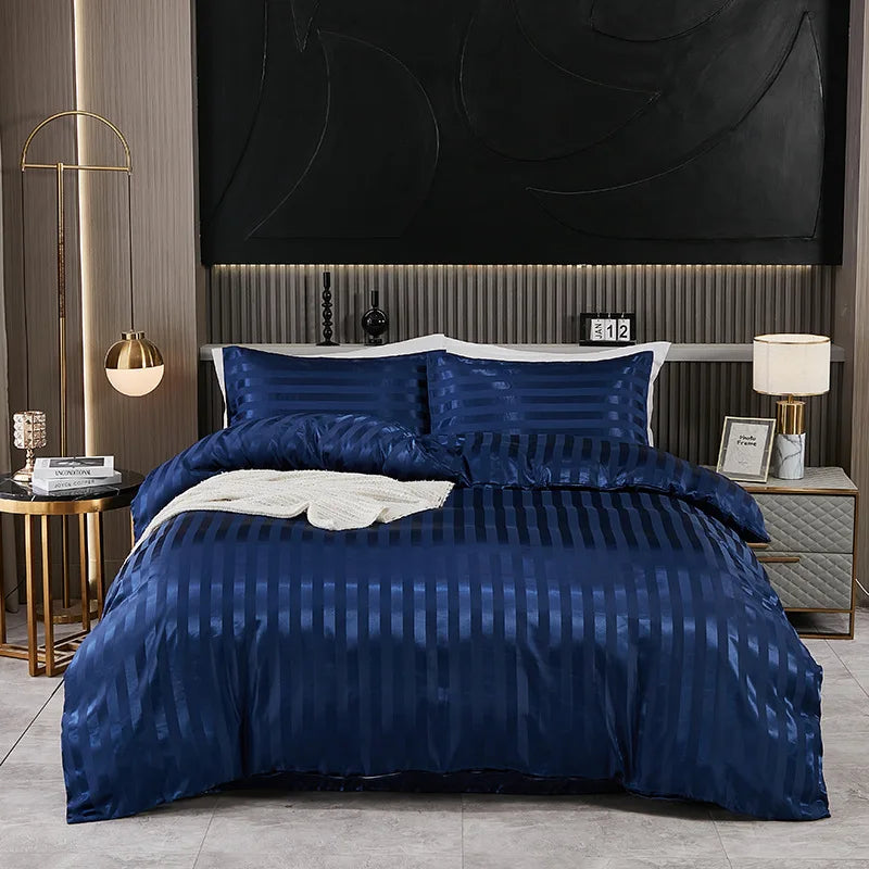 Luxurious Satin Stripe Bedding Set