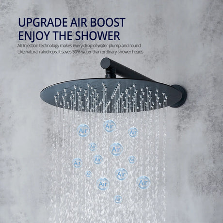 Torneira de chuveiro para banheira de montagem no chão, sistema de chuveiro preto/cromado, 2 funções, desviador, quente e frio, torneira de chuveiro de 8 a 16 pol., misturador de montagem na parede