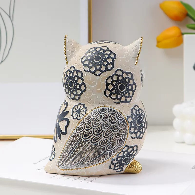 Decoração caprichosa de escultura de coruja – peça única de destaque doméstico e presente perfeito para amantes de animais
