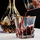 Copo de uísque de luxo com linha dourada, copos de cristal luxuosos pintados, brilhantes, multiuso, copo de vinho, cerveja, coquetel