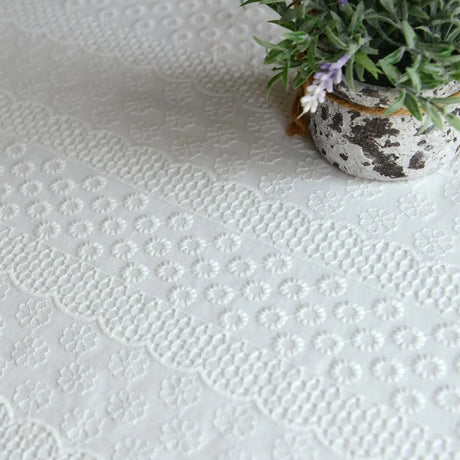 Toalha de mesa de algodão branco francês, renda bordada com babados, toalha de mesa rústica para casa, festa de feriado, natal