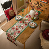 Corredor de mesa vintage estilo americano com tecido jacquard floral e borla para mesa de centro, sala de estar, decoração de casa, cauda de cama