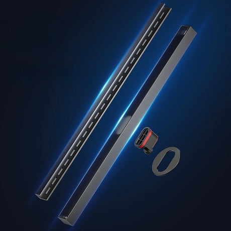 Dreno de piso linear longo de aço inoxidável 304, desodorante de drenagem de piso extremamente estreito cinza para banheiro ferrugem invisível