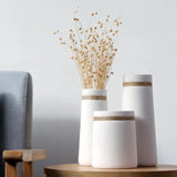 Modern White Vase with Hemp Rope
