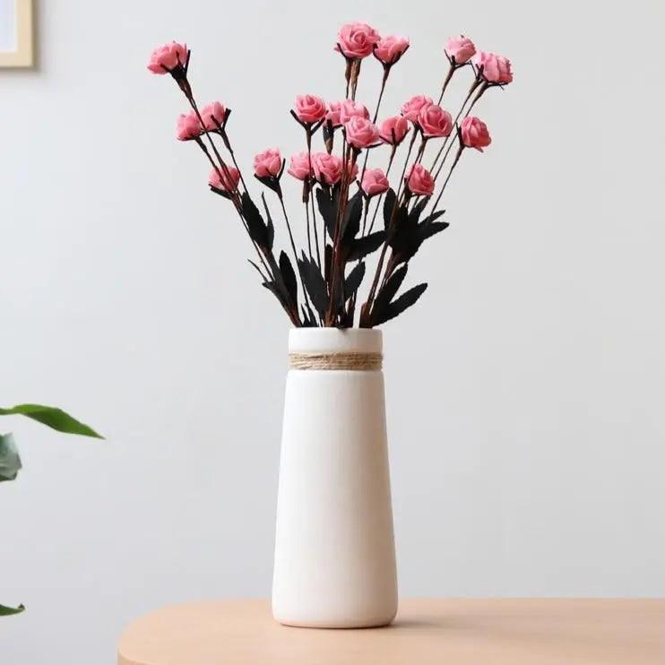 Modern White Vase with Hemp Rope