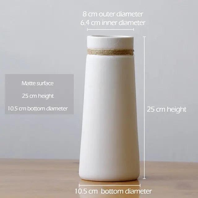 Modern White Vase with Hemp Rope