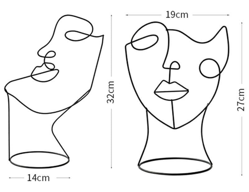 Miro Abstract Line Art Face Sculpture