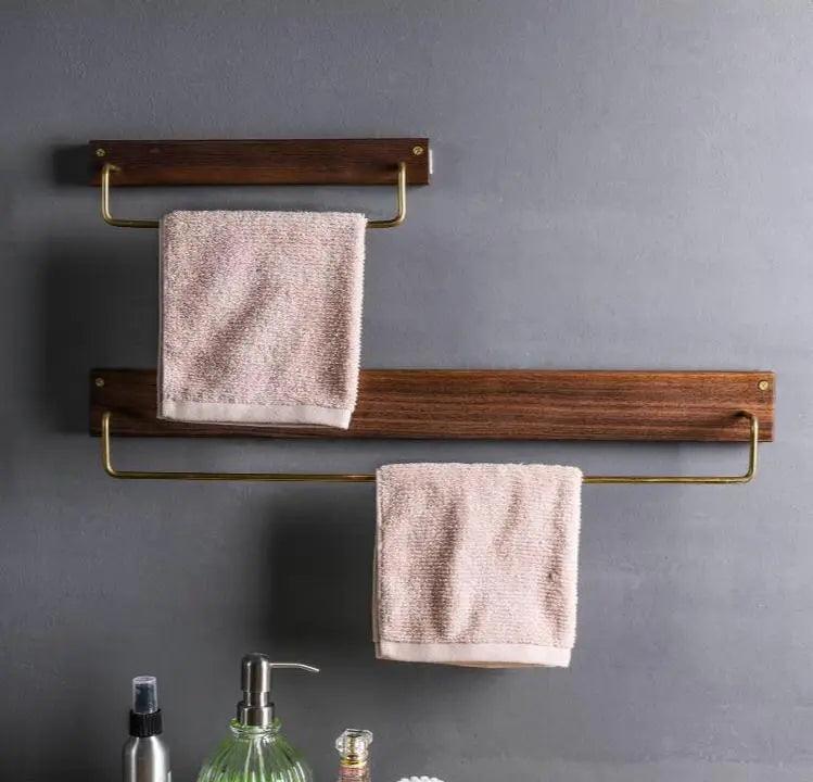 Wooden Wall-Mounted Towel Rail