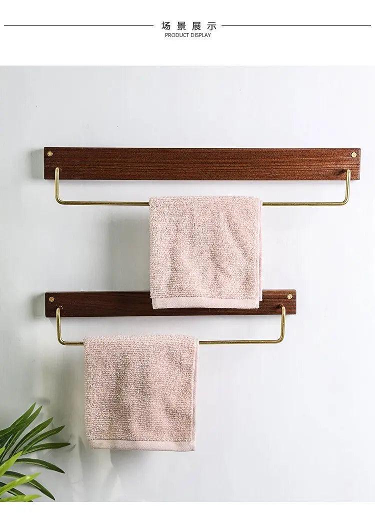 Wooden Wall-Mounted Towel Rail