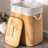 Bamboo Laundry Basket with Lid – 60cm